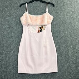 Naked Wardrobe Mini Dress Powder Pink Size Small Cut Out Fuzzy NEW